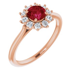 14K Rose Gold Lab-Grown Ruby & 1/4 CTW Lab-Grown Diamond Halo-Style Ring