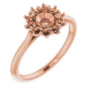 18K Rose Gold 5.2 mm Round Halo-Style Ring Mounting