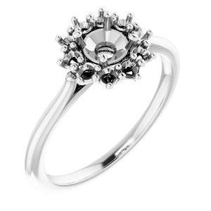 18K White Gold 5.2 mm Round Halo-Style Ring Mounting