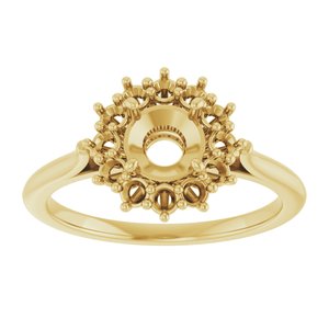 18K Yellow Gold 6 mm Round Halo-Style Ring Mounting