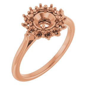 18K Rose Gold 6 mm Round Halo-Style Ring Mounting