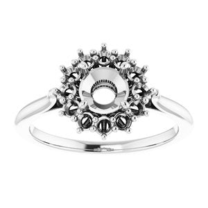 Sterling Silver 5.8 mm Round Halo-Style Ring Mounting