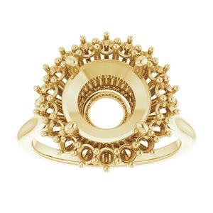 18K Yellow Gold 10 mm Round Halo-Style Ring Mounting