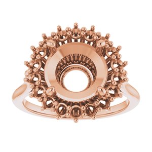 10K Rose Gold 10 mm Round Halo-Style Ring Mounting