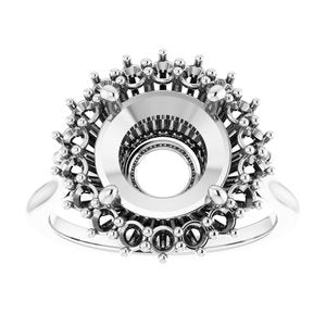 10K White Gold 10 mm Round Halo-Style Ring Mounting