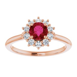 14K Rose Gold Lab-Grown Ruby & 1/4 CTW Lab-Grown Diamond Halo-Style Ring