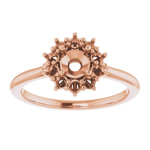 14K Rose Gold 5.2 mm Round Halo-Style Ring Mounting
