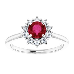 14K White Gold Lab-Grown Ruby & 1/4 CTW Lab-Grown Diamond Halo-Style Ring