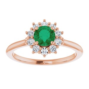 14K Rose Gold Lab-Grown Emerald & 1/4 CTW Lab-Grown Diamond Halo-Style Ring
