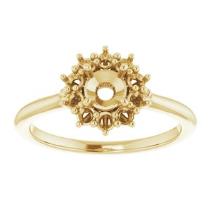 10K Yellow Gold 5.2 mm Round Halo-Style Ring Mounting