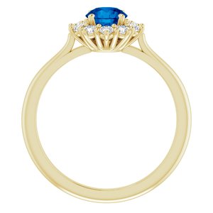 14K Yellow Gold Lab-Grown Blue Sapphire & 1/4 CTW Lab-Grown Diamond Halo-Style Ring