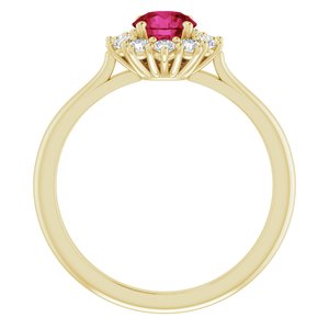 14K Yellow Gold Lab-Grown Ruby & 1/4 CTW Lab-Grown Diamond Halo-Style Ring