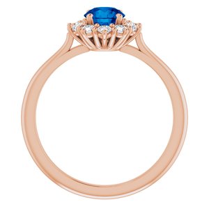 14K Rose Gold Lab-Grown Blue Sapphire & 1/4 CTW Lab-Grown Diamond Halo-Style Ring
