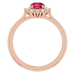 14K Rose Gold Lab-Grown Ruby & 1/4 CTW Lab-Grown Diamond Halo-Style Ring