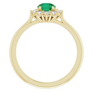 14K Yellow Gold Lab-Grown Emerald & 1/4 CTW Lab-Grown Diamond Halo-Style Ring