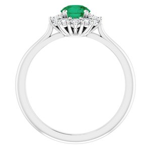 14K White Gold Lab-Grown Emerald & 1/4 CTW Lab-Grown Diamond Halo-Style Ring
