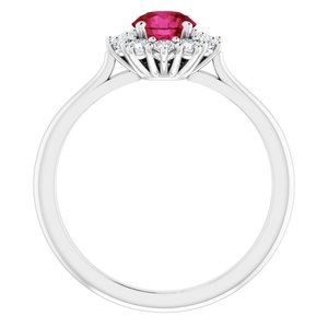 Platinum Lab-Grown Ruby & 1/4 CTW Lab-Grown Diamond Halo-Style Ring