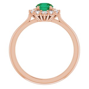 14K Rose Gold Lab-Grown Emerald & 1/4 CTW Lab-Grown Diamond Halo-Style Ring