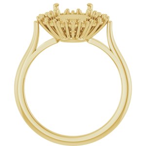 10K Yellow Gold 10x8 mm Oval Halo-Style Ring Mounting