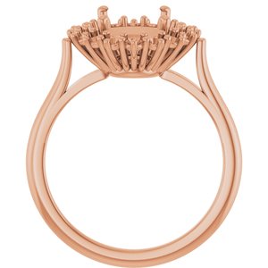 10K Rose Gold 10x8 mm Oval Halo-Style Ring Mounting
