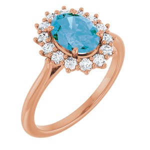 14K Rose Gold Natural Swiss Blue Topaz & 3/8 CTW Natural Diamond Ring