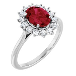 14K White Gold Lab-Grown Ruby & 3/8 CTW Natural Diamond Ring