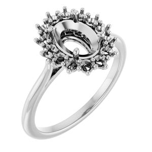 Sterling Silver 8x6 mm Oval Halo-Style Ring Mounting