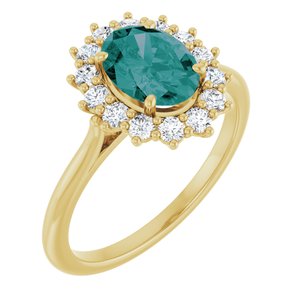 14K Yellow Gold Lab-Grown Alexandrite & 3/8 CTW Natural Diamond Ring