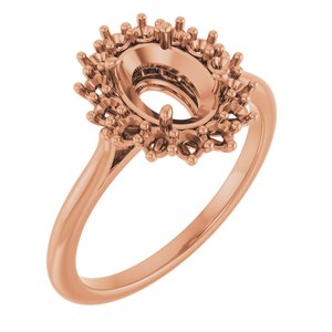 18K Rose Gold 8x6 mm Oval Halo-Style Ring Mounting