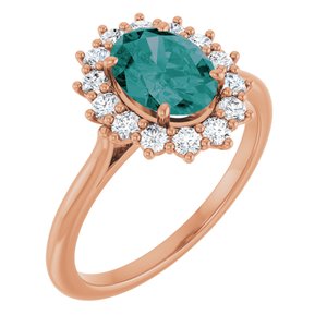 14K Rose Gold Lab-Grown Alexandrite & 3/8 CTW Natural Diamond Ring