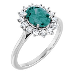 14K White Gold Lab-Grown Alexandrite & 3/8 CTW Natural Diamond Ring