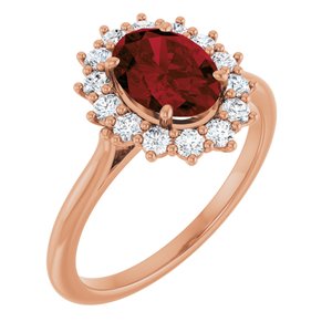 14K Rose Gold Natural Mozambique Garnet & 3/8 CTW Natural Diamond Ring