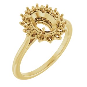 10K Yellow Gold 8x6 mm Oval Halo-Style Ring Mounting