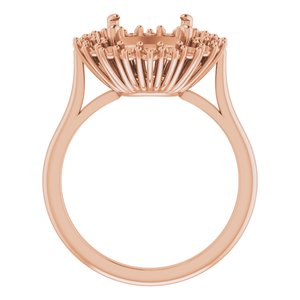 18K Rose Gold 10 mm Round Halo-Style Ring Mounting