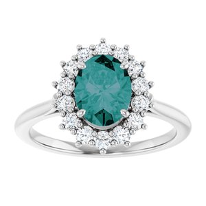 14K White Gold Lab-Grown Alexandrite & 3/8 CTW Natural Diamond Ring