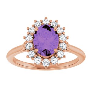 14K Rose Gold Natural Amethyst & 3/8 CTW Natural Diamond Ring