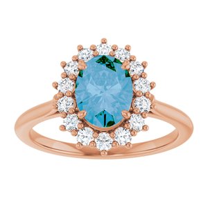 14K Rose Gold Natural Swiss Blue Topaz & 3/8 CTW Natural Diamond Ring