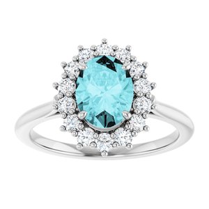 Platinum Natural Blue Zircon & 3/8 CTW Natural Diamond Ring