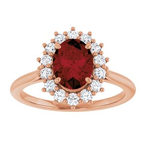 14K Rose Gold Natural Mozambique Garnet & 3/8 CTW Natural Diamond Ring