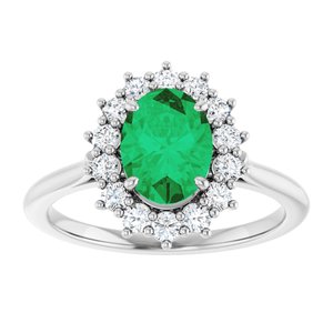 Platinum Lab-Grown Emerald & 3/8 CTW Natural Diamond Ring