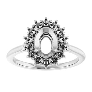 18K White Gold 8x6 mm Oval Halo-Style Ring Mounting