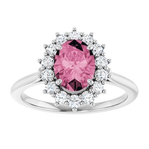 14K White Gold Natural Pink Tourmaline & 3/8 CTW Natural Diamond Ring