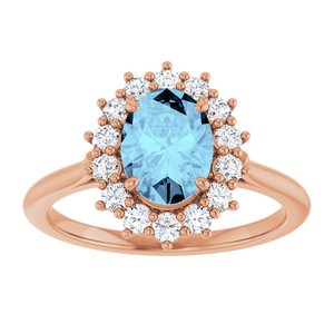 14K Rose Gold Natural Aquamarine & 3/8 CTW Natural Diamond Ring