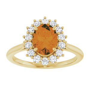 14K Yellow Gold Natural Citrine & 3/8 CTW Natural Diamond Ring