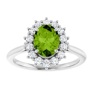 Platinum Natural Peridot & 3/8 CTW Natural Diamond Ring