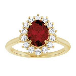 14K Yellow Gold Natural Mozambique Garnet & 3/8 CTW Natural Diamond Ring