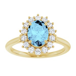 14K Yellow Gold Natural Aquamarine & 3/8 CTW Natural Diamond Ring