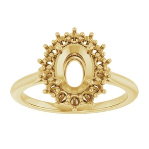 10K Yellow Gold 8x6 mm Oval Halo-Style Ring Mounting