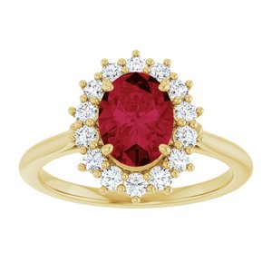 14K Yellow Gold Lab-Grown Ruby & 3/8 CTW Natural Diamond Ring