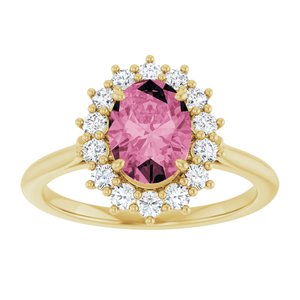 14K Yellow Gold Natural Pink Tourmaline & 3/8 CTW Natural Diamond Ring